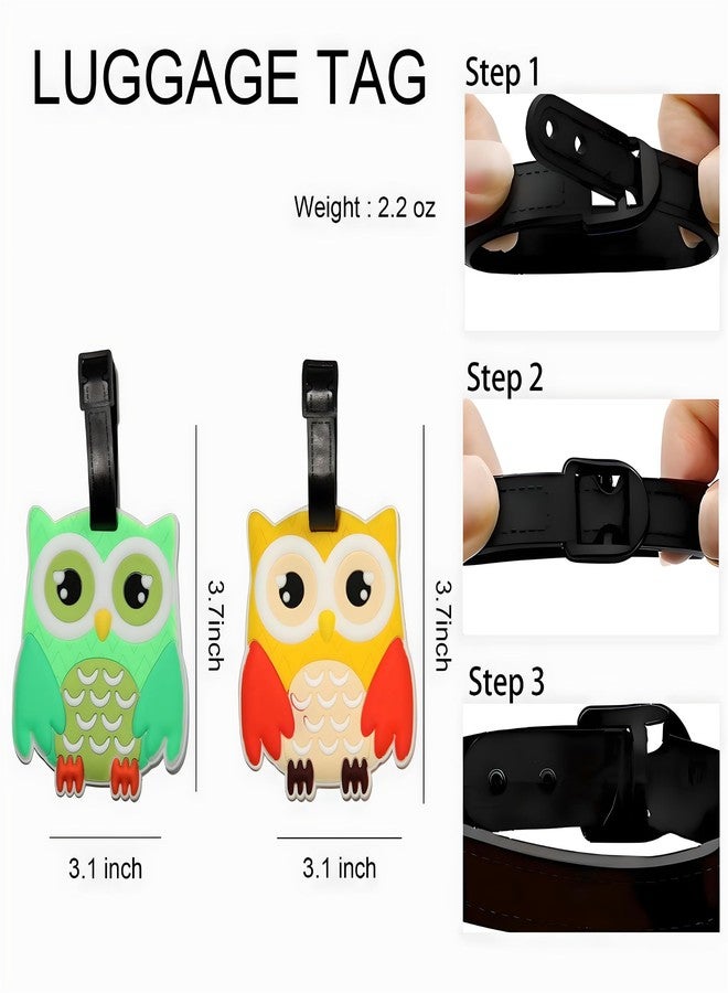 ANINIUCN Cute Owl Luggage Tags Set of 2 Anime Travel Bag ID Labels Silicone Suitcase Name Card Holders for Kids Adults Backpack and Baggage Accessories - Image 2
